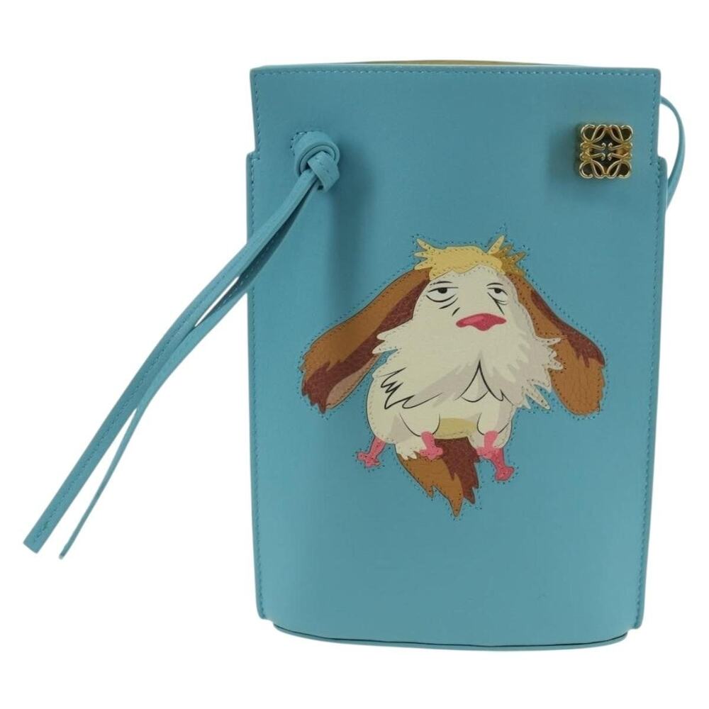 Loewe x Ghibli Howl's Moving Castle Dice Pocket Hin Leather Shoulder Bag Blue